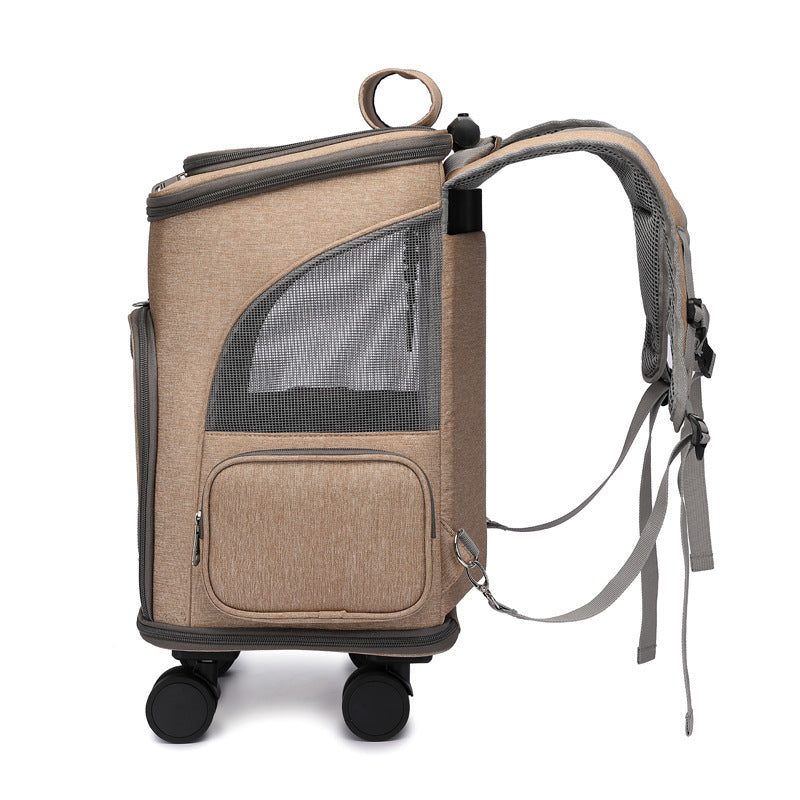 Tragbarer faltbarer Trolley Haustierrucksack Reisekatzenrucksack mit universellem Radwagen
