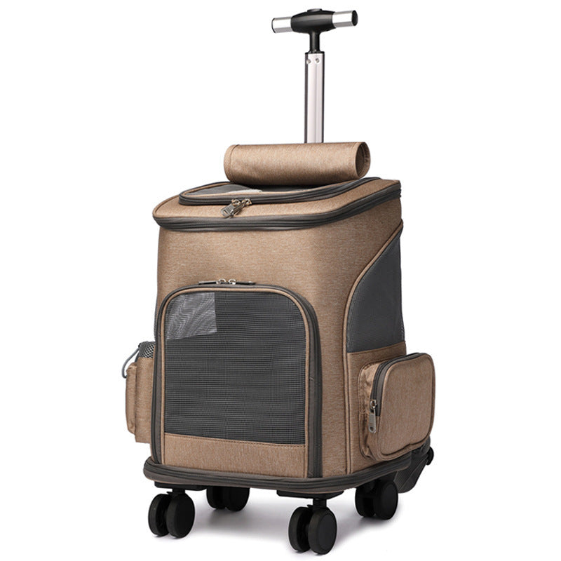 Tragbarer faltbarer Trolley Haustierrucksack Reisekatzenrucksack mit universellem Radwagen