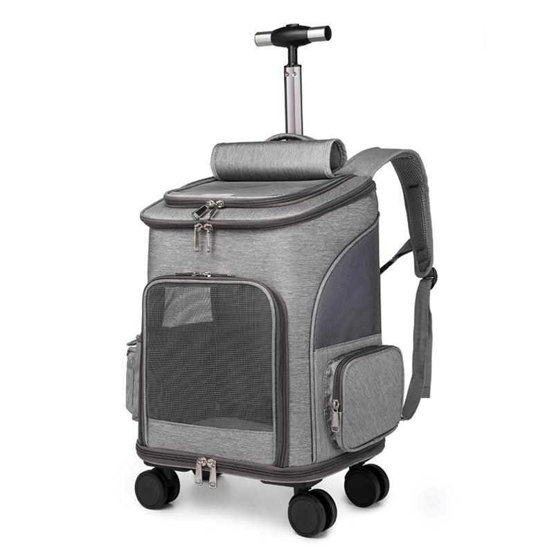 Tragbarer faltbarer Trolley Haustierrucksack Reisekatzenrucksack mit universellem Radwagen
