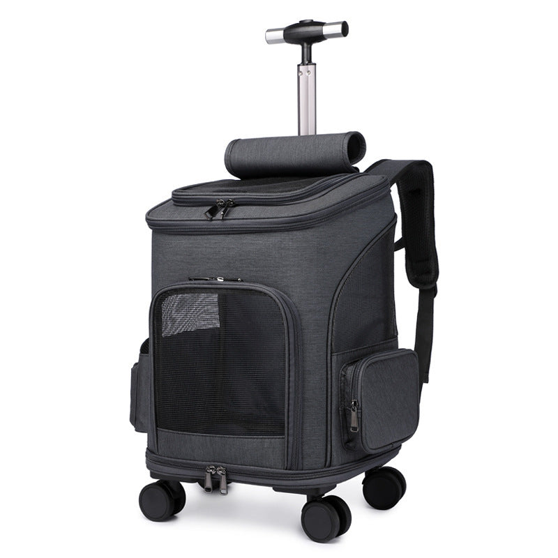 Tragbarer faltbarer Trolley Haustierrucksack Reisekatzenrucksack mit universellem Radwagen