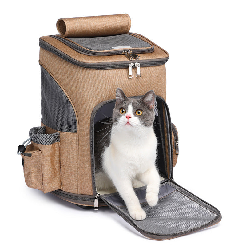 Tragbarer faltbarer Trolley Haustierrucksack Reisekatzenrucksack mit universellem Radwagen