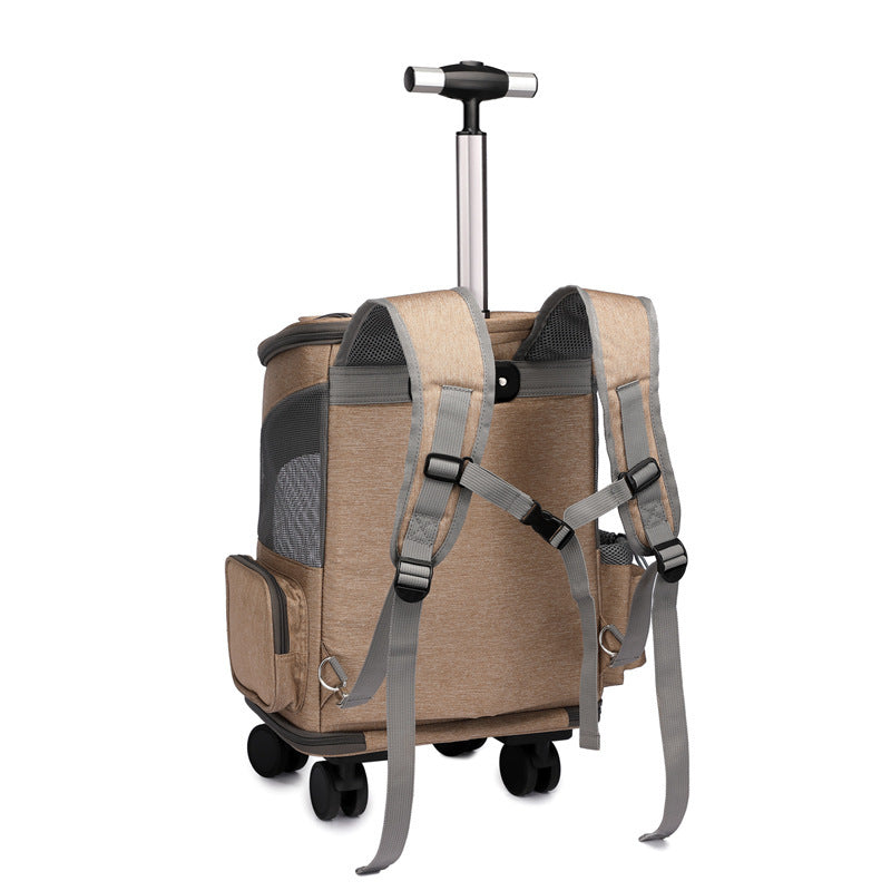 Tragbarer faltbarer Trolley Haustierrucksack Reisekatzenrucksack mit universellem Radwagen