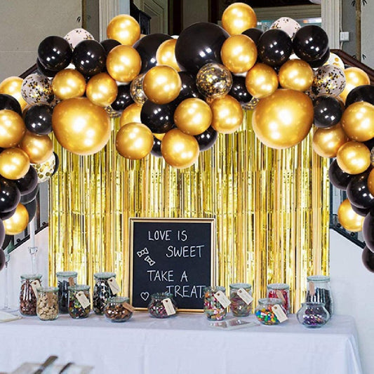New Year 12-inch Black Gold Birthday Theme Decoration Rubber Balloons